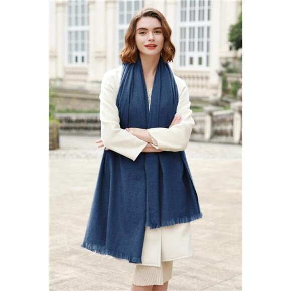 Women Pashmina Shawl Wraps for Party Navy Blue